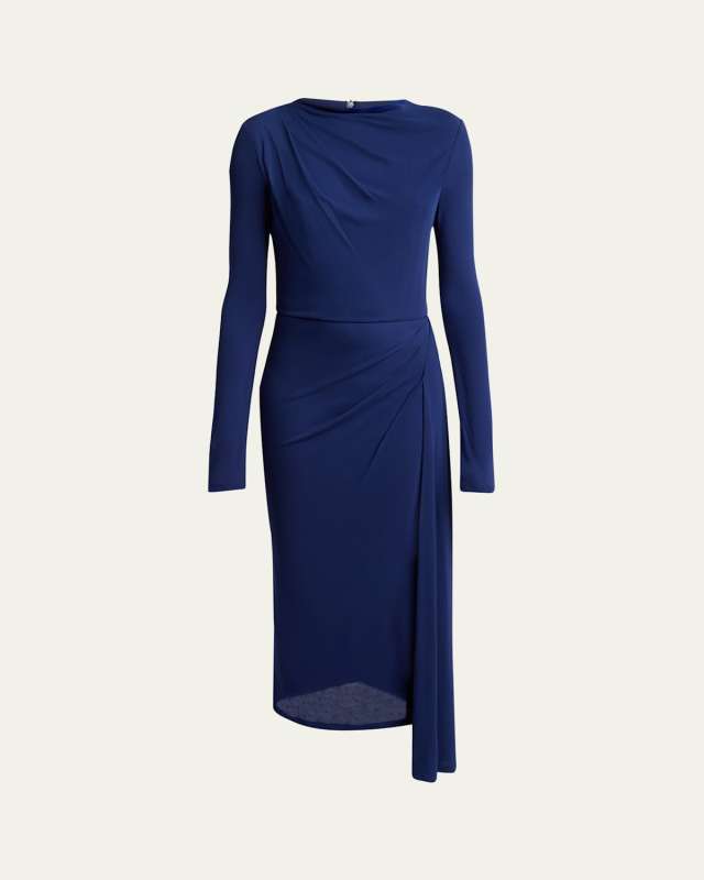Long Sleeve Draped Midi Dress